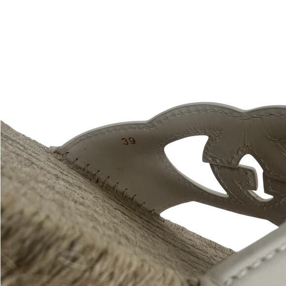 Gucci Carlos Interlocking GG Cut Out Leather Espadrille Slides 39 - Picture 14 of 16